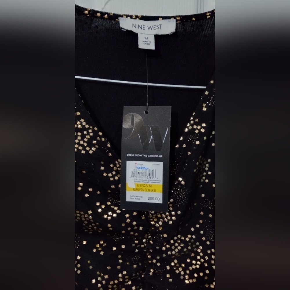 Nine West Black Top with Gold Sequins - Picture 2 of 3